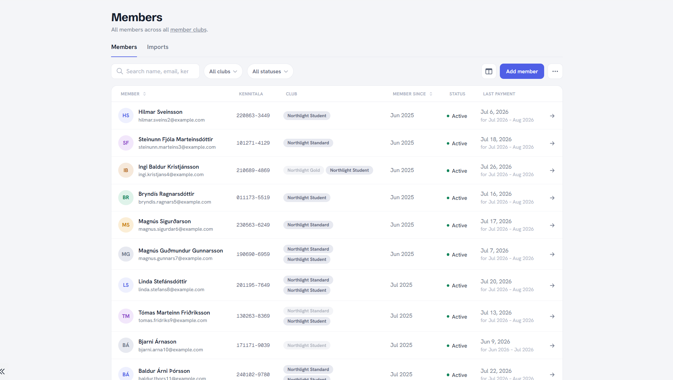 Find the member information you need